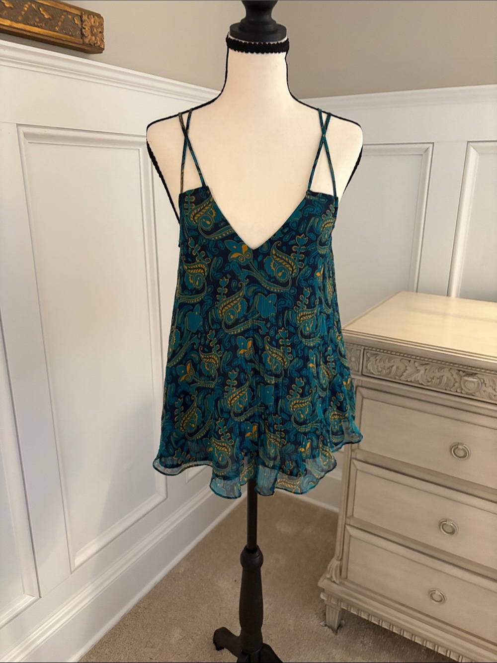 HD in Paris Teal Paisley Spaghetti Strap Camisole